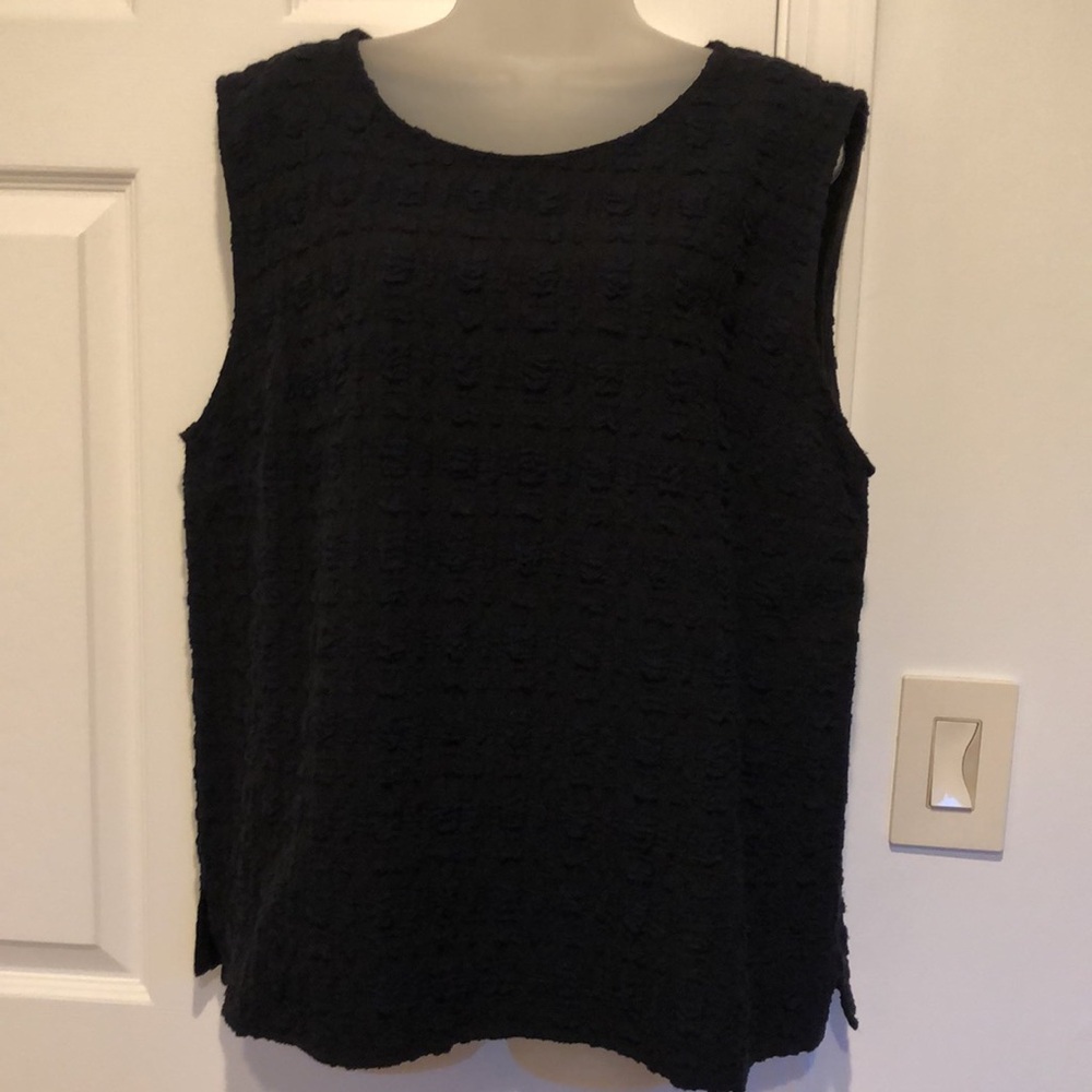 Caroline Rose Tank Top Blouse Black Size 1X Textured Made in USA